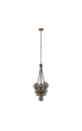 Designový chandelíř "Liber A" s 9 kouřenými skleněnými koule