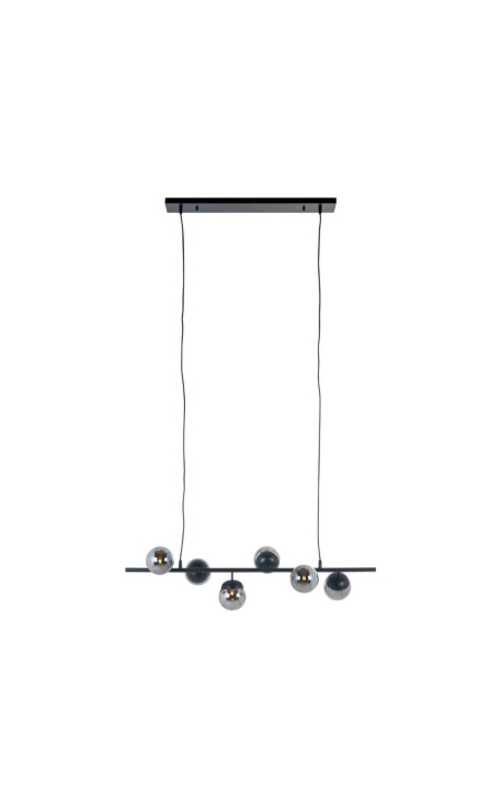 Ontwerp chandelier "Vrij C" met 6 gerookt glasgolven