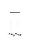 Ontwerp chandelier Vrij C met 6 gerookt glasgolven