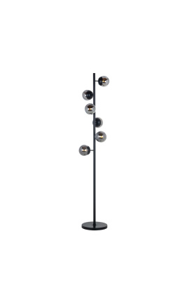 Lampe sur pied contemporaine design "Liber D" avec 6 globes en verre fumé