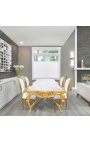 Very large dining table wooden baroque gold leaf and white marble
