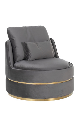 Cadeira de braço "Antano" veludo cinzento e aço inoxidável