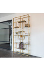 Storage cabinet "Maya" gold-plated stainless steel and glass shelves