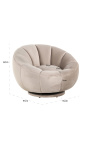 Stor runda "Arteas" armchair design 1970 i beige velvet