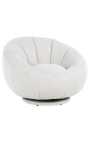 Large round "Arteas" armchair design 1970 in chalk-colored fabric