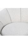 Голям кръгъл фотьойл "Arteas" дизайн 1970 г. от дамаска в цвят тебешир