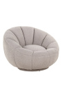 Stor runda "Arteas" armchair design 1970 i beige curly velvet