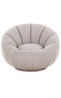 Large round "Arteas" armchair design 1970 in beige curly velvet