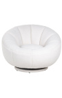 Stor runda "Arteas" armchair design 1970 i vit lockig sammet