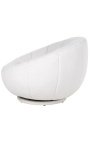 Large round "Arteas" armchair design 1970 in white curly velvet