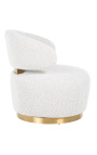 Švirkštinė kėdė "Adriana" baltojo kailio marmoro ir aukso nerūdijančio plieno