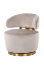 Swivel armchair "Adriana" beige velvet och guld rostfritt stål