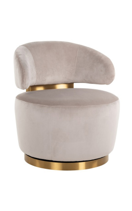 Ελβετική Καρέκλα "Αδριανά" beige velvet και χρυσό ανοξείδωτο χάλυβα