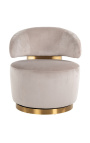 Swivel armchair "Adriana" beige velvet and gold stainless steel