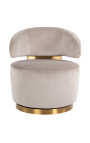 Swivel armchair "Adriana" beige velvet och guld rostfritt stål