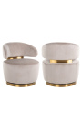 Swivel armstoel "Adriana" beige velvet en goud staal