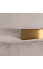 Drejeligt lænestol "Adriana" beige fløjl og guld rustfrit stål