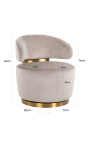 Fauteuil pivotant "Adriana" velours beige et acier inoxydable doré