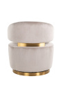 Swivel armstoel "Adriana" beige velvet en goud staal