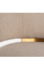 Drejeligt lænestol "Adriana" beige krøllet fløjl og gylden rustfrit stål