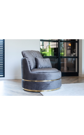 Armchair &quot;Antano&quot; gray velvet and stainless steel