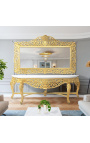 Very big console with mirror in gilded wood Baroque and white marble