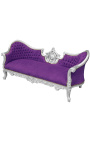 Barokinis Napoleonas III medalionas sofa violetinis aksominis audinys ir medžio sidabras