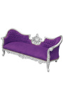 Μπαρόκ καναπές μενταγιόν Napoleon III μωβ βελούδινο ύφασμα και ξύλο ασημί