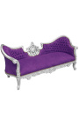 Sofa w stylu barokowym Napoleon III medalion fioletowa aksamitna tkanina i drewno srebrne