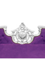 Barockes Napoleon-III-Medaillonsofa, lila Samtstoff und Holzsilber