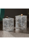 Set of 2 Cory side tables in steel and silver metal