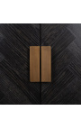 TV Schrank BOHO 200 cm 4 Türen - schwarze eiche und messing edelstahl