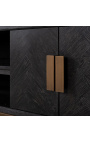 TV cabinet BOHO 200 cm 4 doors - black oak and brass stainless steel