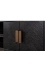 Meuble TV BOHO 200 cm 4 portes - chêne noir et acier inoxydable laiton