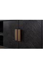 TV kabinet BOHO 200 cm 4 ajtó - fekete tölgy és bátor rozsdamentes acél
