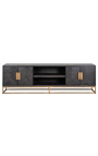 TV cabinet BOHO 200 cm 4 deuren - zwart oak en brass staalloze staal