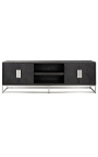 Mueble BOHO 185 cm 4 puertas - roble negro y acero inoxidable plata