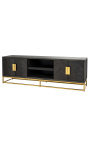 Mueble BOHO 200 cm 4 puertas - roble negro y acero inoxidable