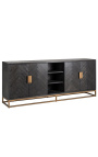 Grande credenza BOHO - rovere nero e acciaio inossidabile ottone