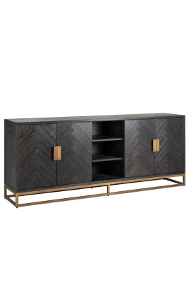 Large BOHO sideboard - black oak and brass stainless steel