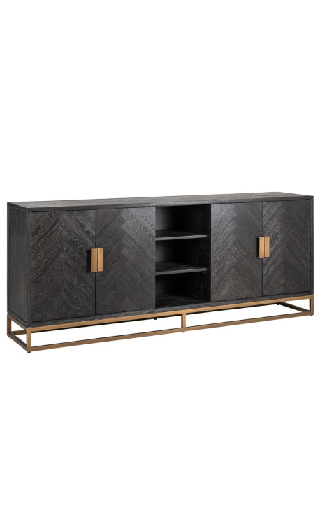 Wielki Boho Sideboard - czarny ogórek i brąz ze stali nierdzewnej