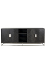 Credenza BOHO in rovere nero e acciaio inossidabile argento