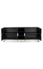 Buffet BOHO en chêne noir et acier inoxydable argenté