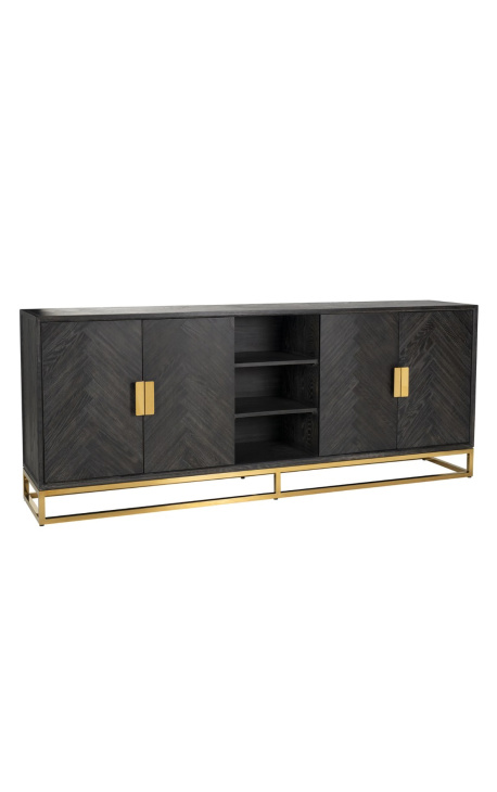 Credenza BOHO in rovere nero e acciaio inossidabile oro