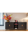 Grande credenza BOHO - rovere nero e acciaio inossidabile ottone