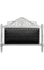 Tête de lit Baroque tissu simili cuir noir avec strass et bois argenté