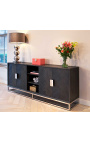 Credenza BOHO in rovere nero e acciaio inossidabile argento