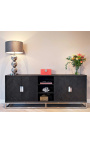 Credenza BOHO in rovere nero e acciaio inossidabile argento