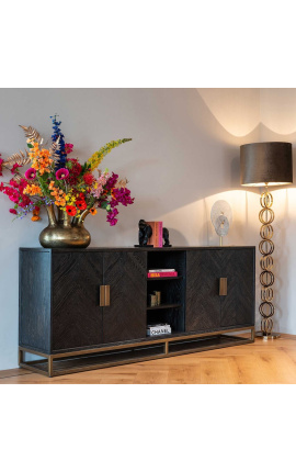 Grand buffet BOHO - chêne noir et acier inoxydable laiton