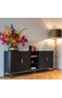 Large BOHO sideboard - black oak and brass stainless steel